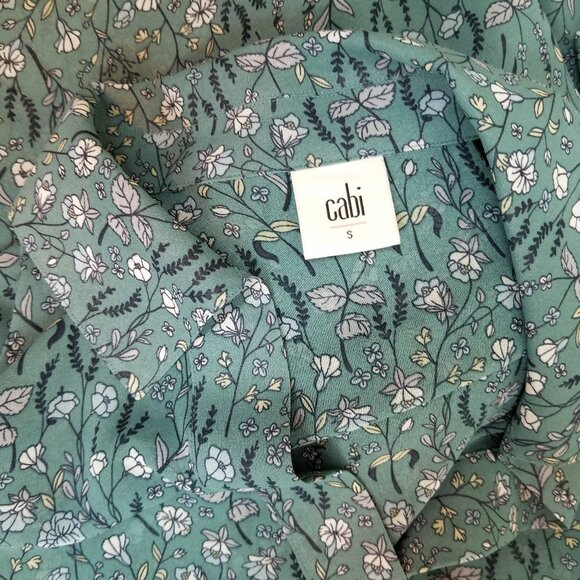 CAbi Chase Tunic Blouse Teal Green Field of Flowers Blouse Style 3761 Size Small - Picture 7 of 7